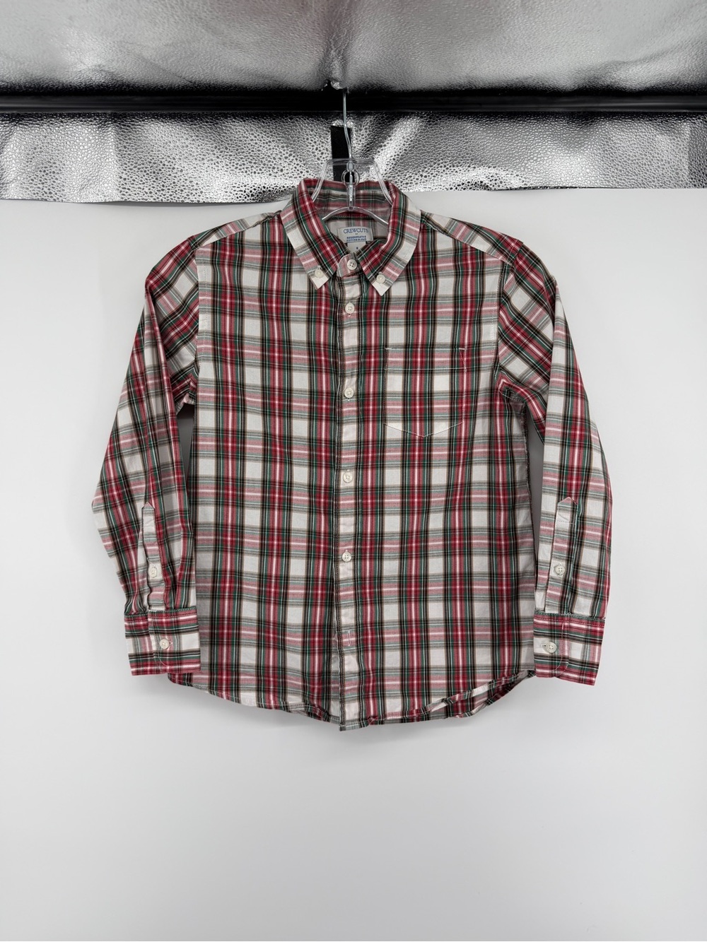 Crewcuts Eco Friendly Ivy League Preppy Classic Kids Plaid Button Down Shirt Sz8